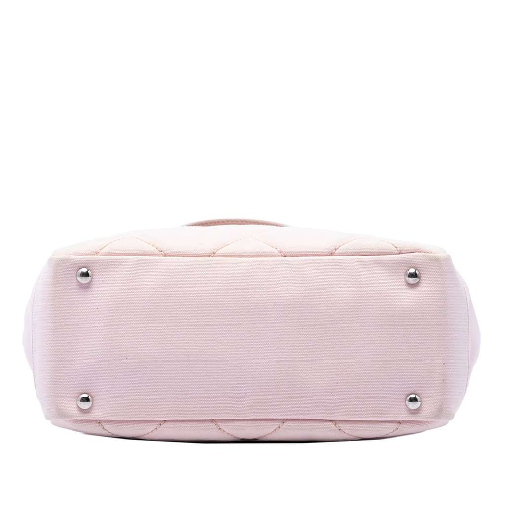 Chanel Small Quilted Canvas Paris Biarritz Tote Pink Good - Inside View