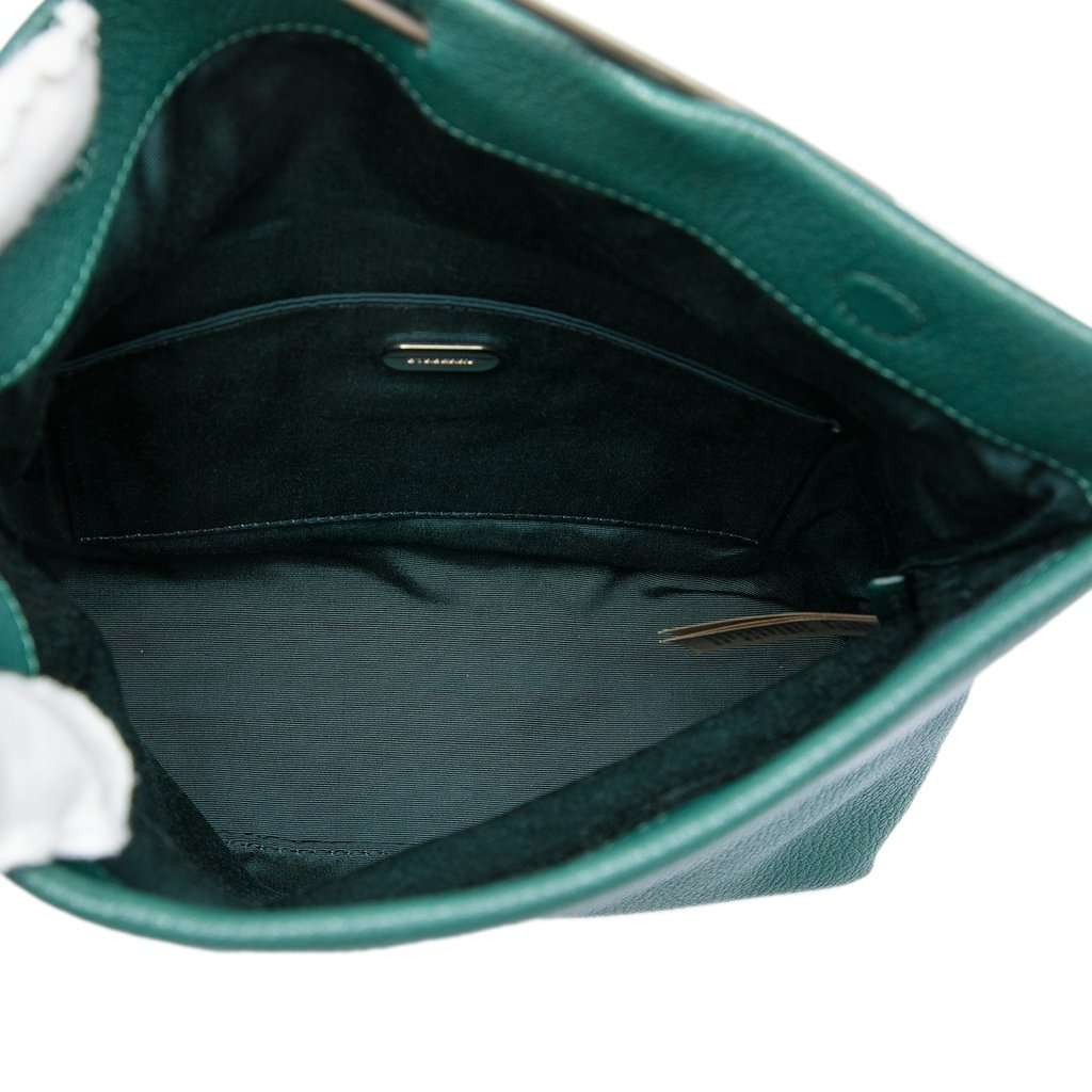 Burberry Medium Leather Safety Pin Clutch Green Leather Very good - Model View