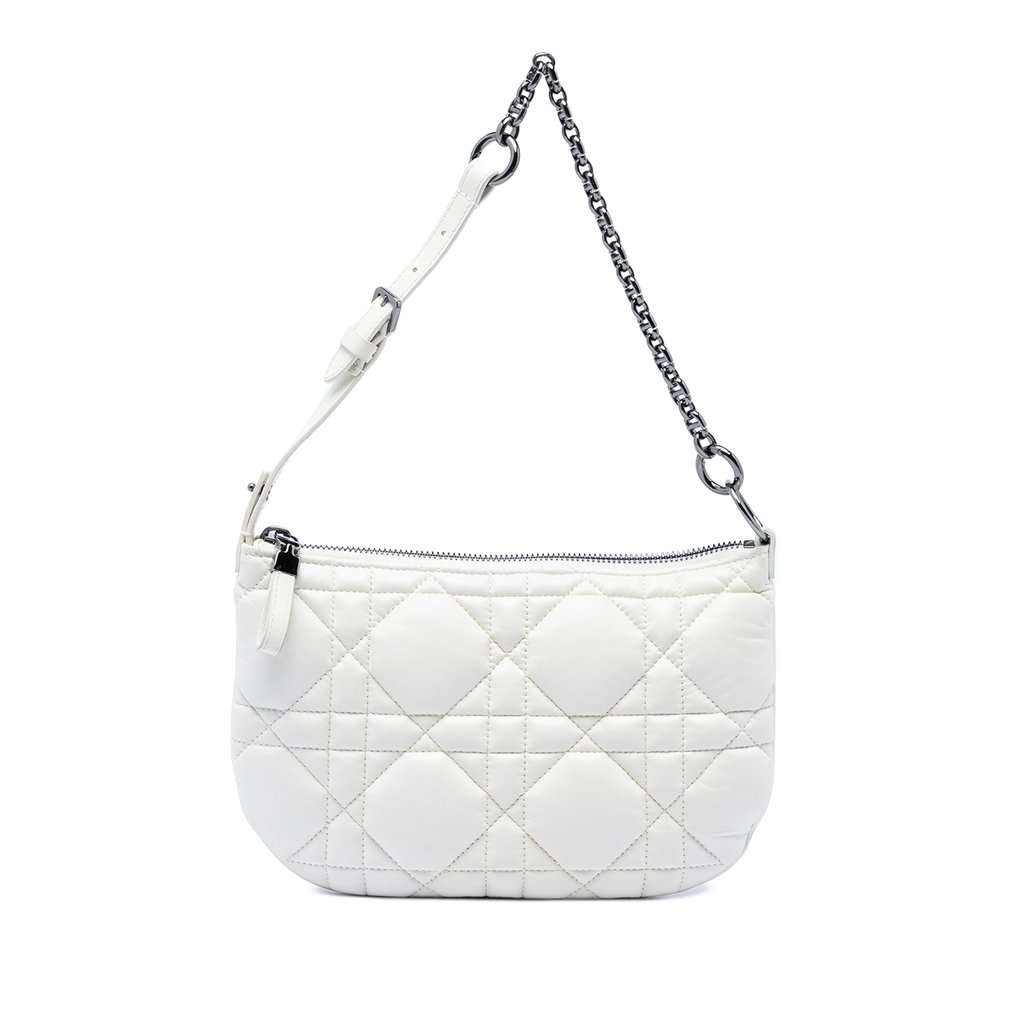 Dior Mini Calfskin Macrocannage Dior Caro Tulip Bag White Leather Very good condition - Front View