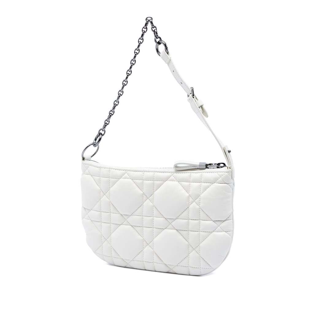 Dior Mini Calfskin Macrocannage Dior Caro Tulip Bag White Leather Very good condition - Back View