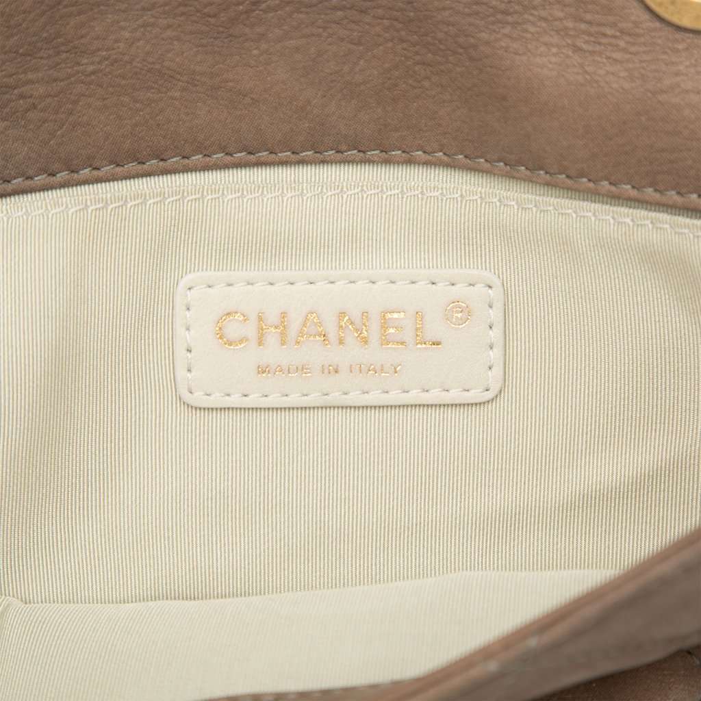 Chanel Small Quilted Lambskin and Tweed Chain Flap Brown Leather Good - Box View