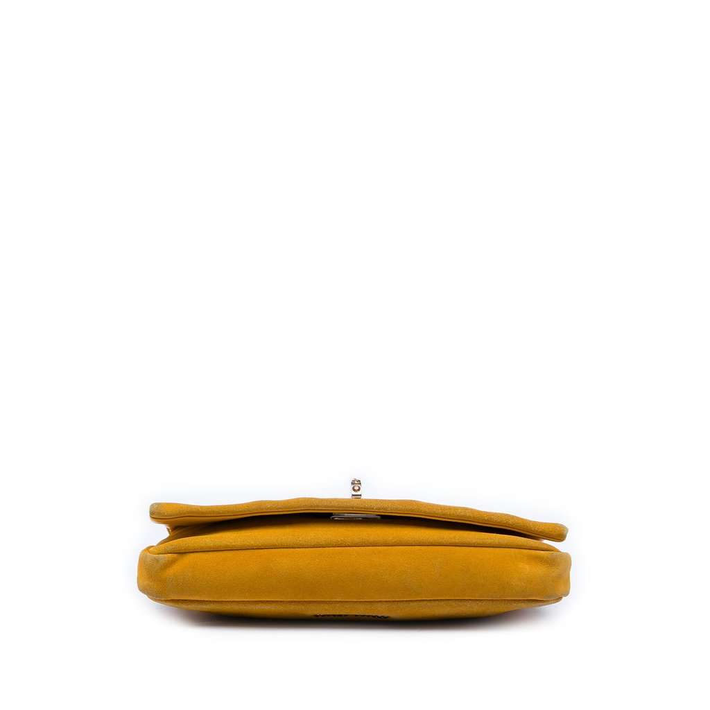 Miu Miu Suede Crystal Chain Satchel Yellow Leather Good - Inside View