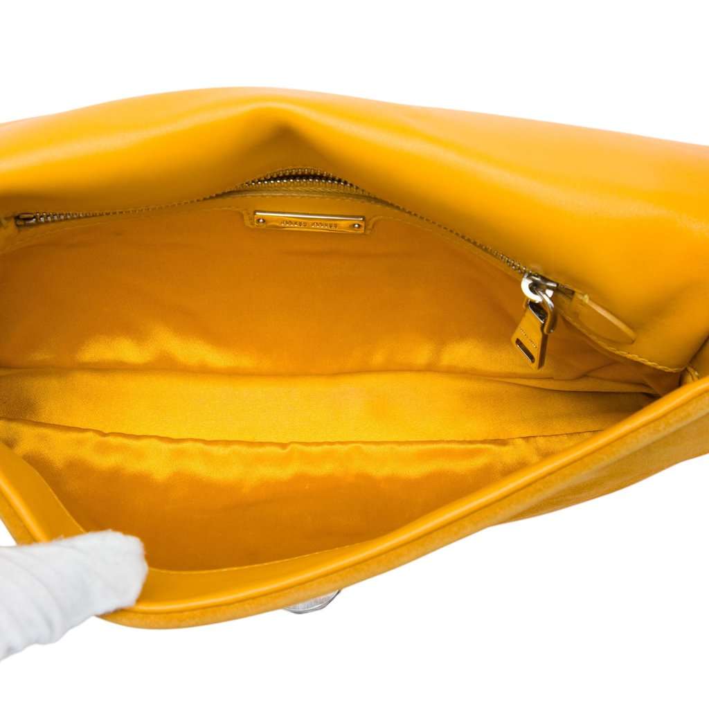 Miu Miu Suede Crystal Chain Satchel Yellow Leather Good - Model View