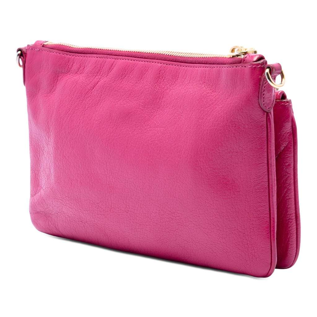 Miu Miu Goatskin Madras Double Zip Crossbody Pink Leather Very good condition - Back View