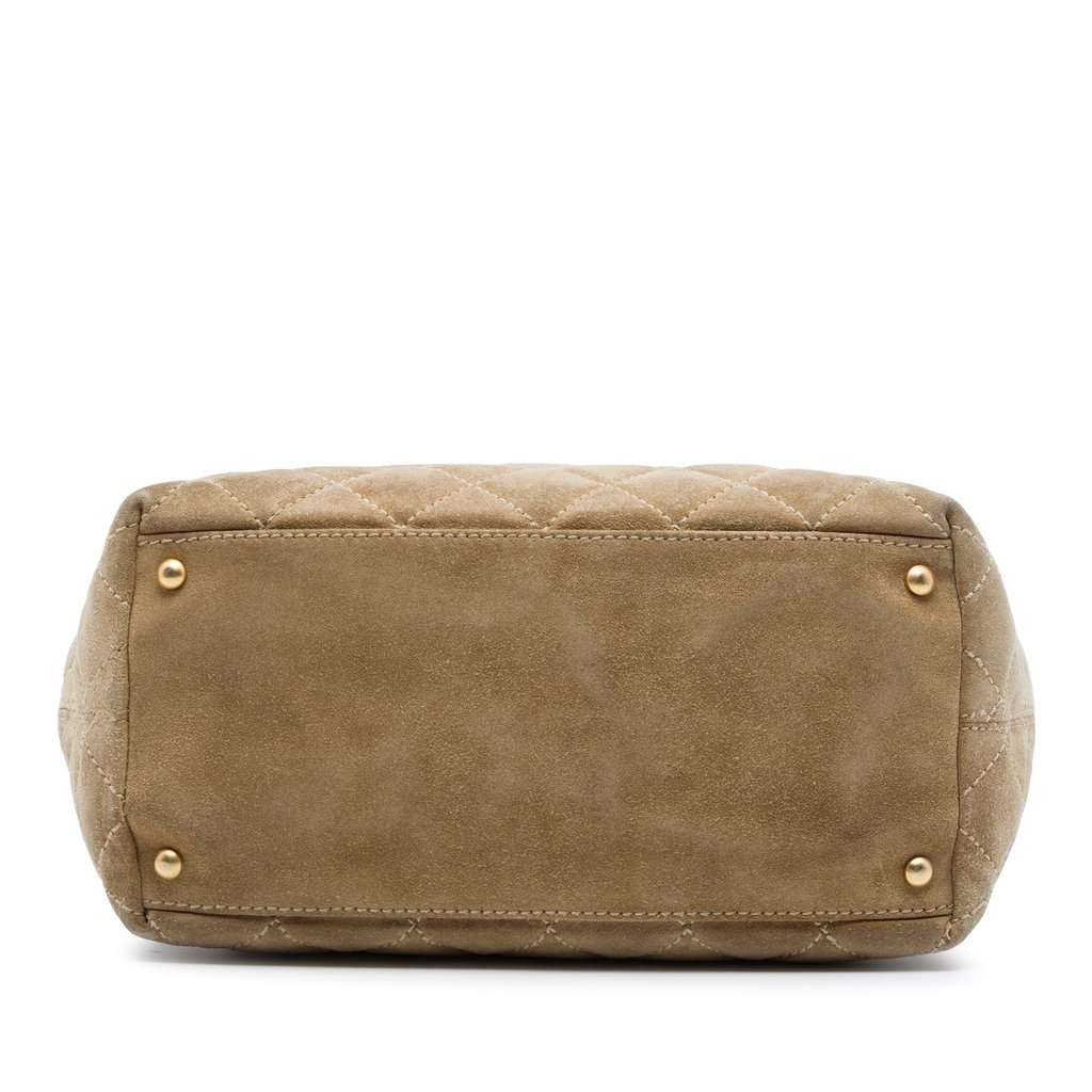 Chanel Mini CC Quilted Suede Shopping Tote Beige Leather Very good condition - Inside View