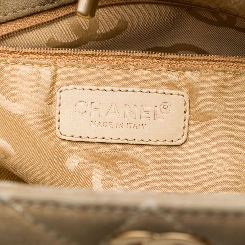 Chanel Mini CC Quilted Suede Shopping Tote Beige Leather Very good condition - Box View