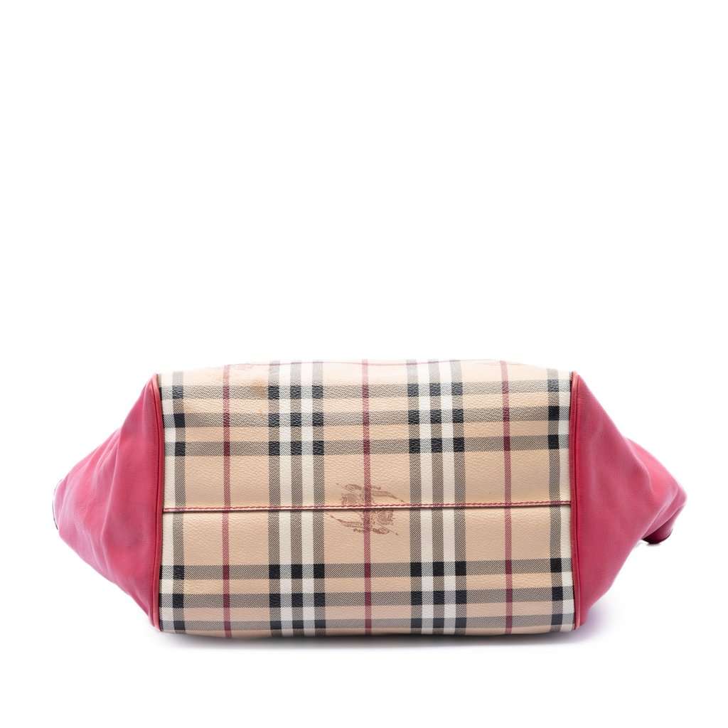 Burberry Small Haymarket Check Coated Canvas and Calfskin Canterbury Tote Beige Very good - Inside View