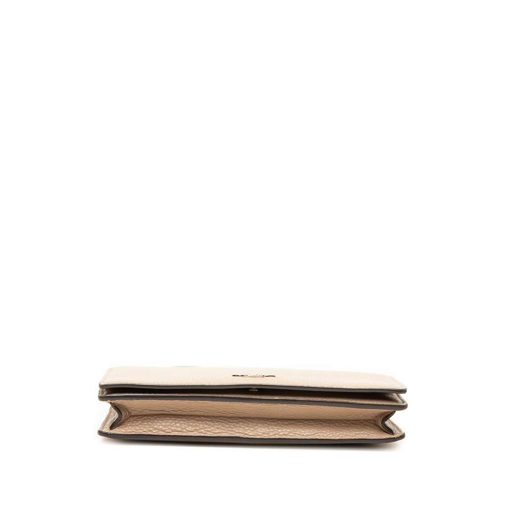 Coach Pebbled Leather Anna Foldover Clutch Crossbody Beige Leather Very good - Inside View