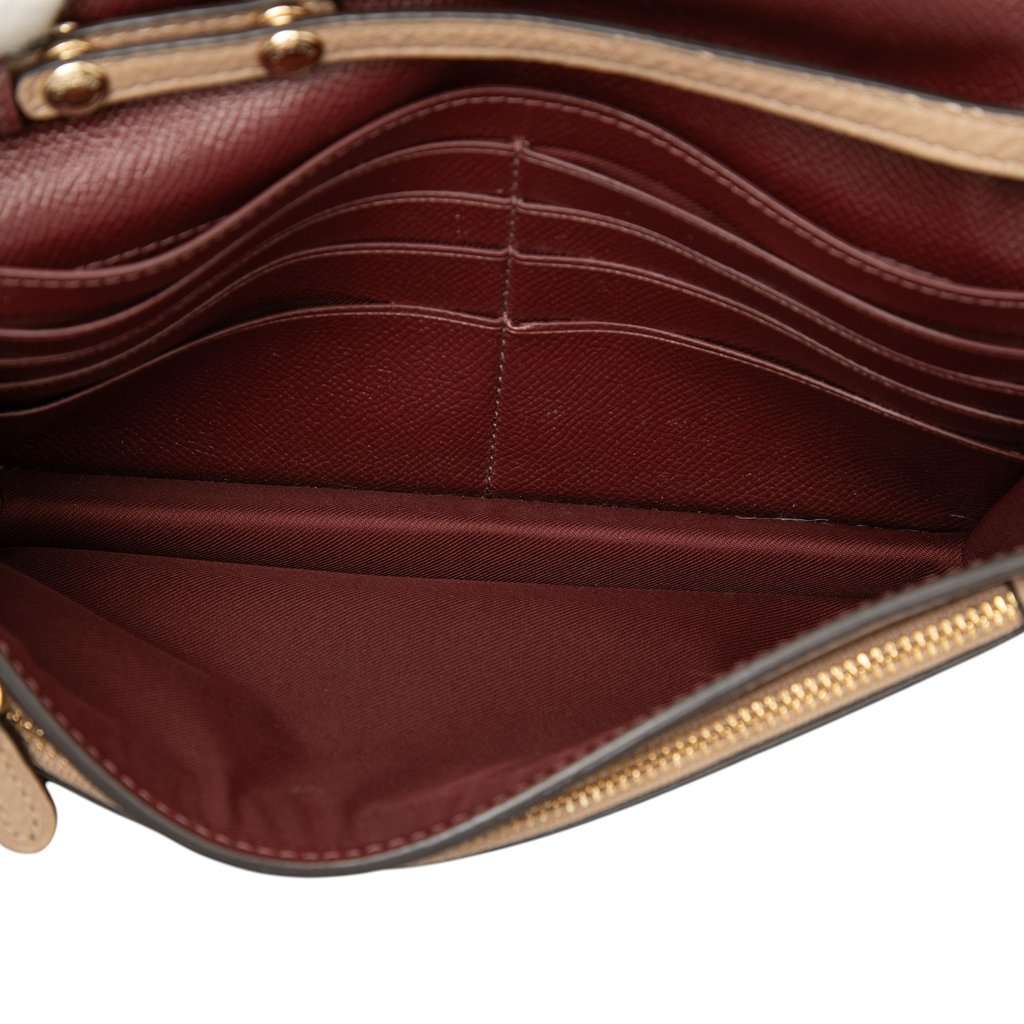 Coach Pebbled Leather Anna Foldover Clutch Crossbody Beige Leather Very good - Model View