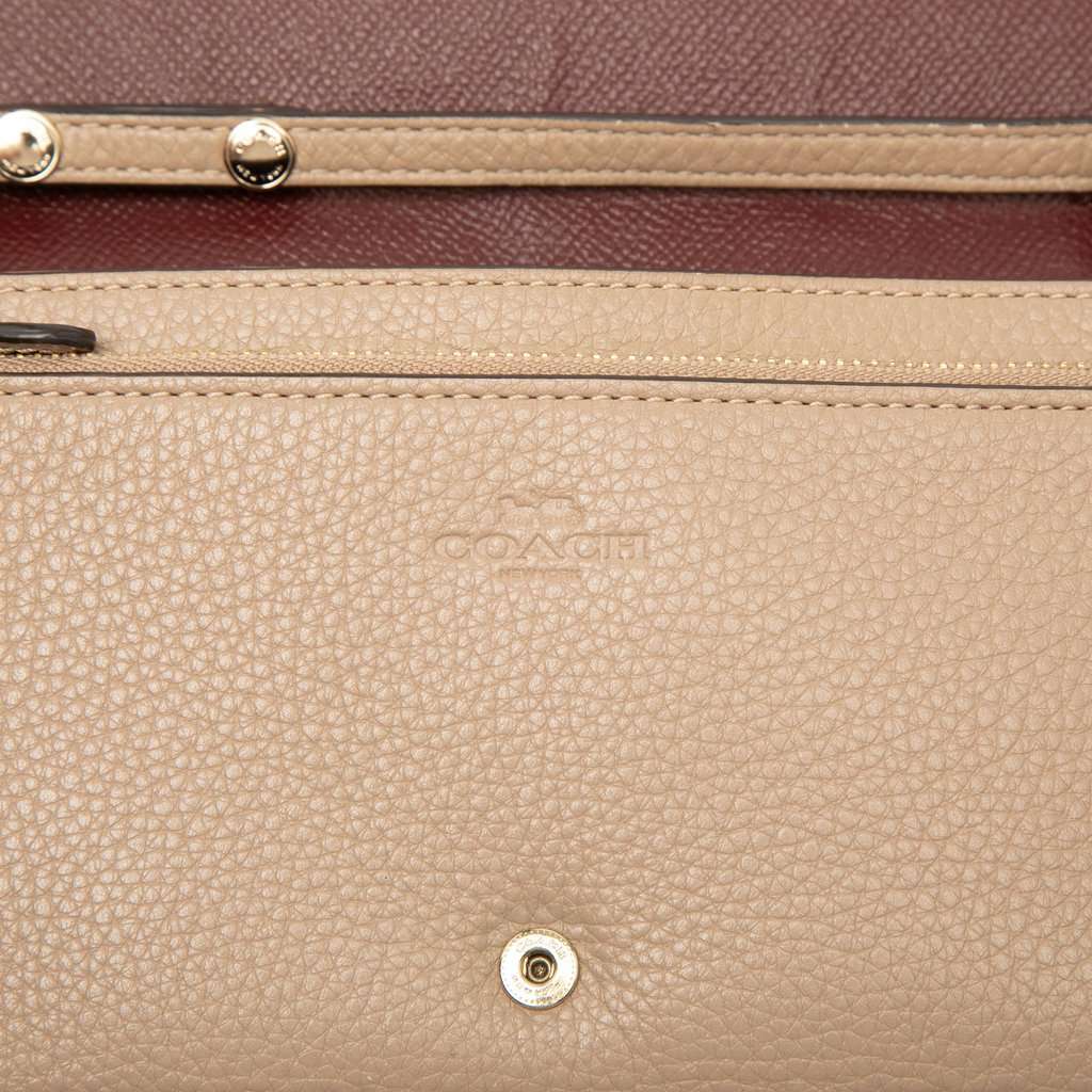 Coach Pebbled Leather Anna Foldover Clutch Crossbody Beige Leather Very good - Box View