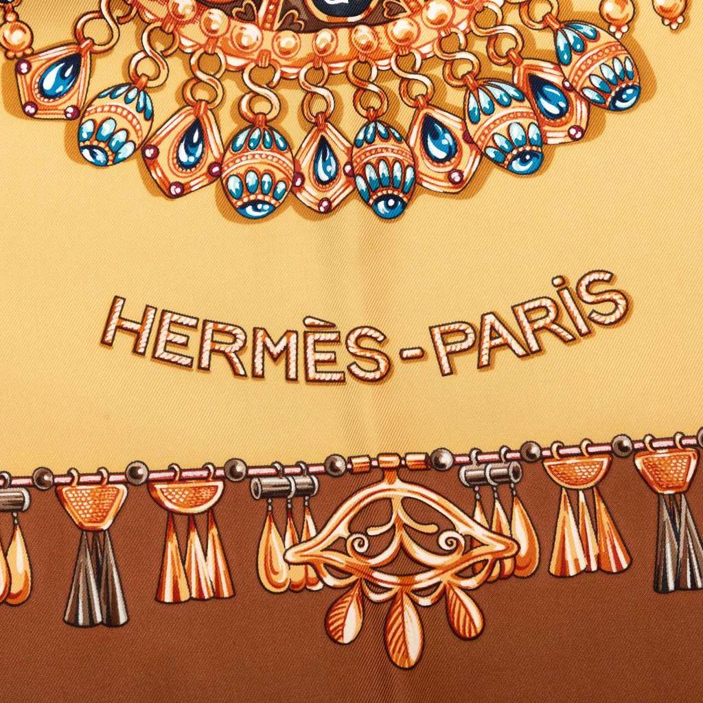 Hermès Parures des Sables Silk Scarf Brown Very good - Box View