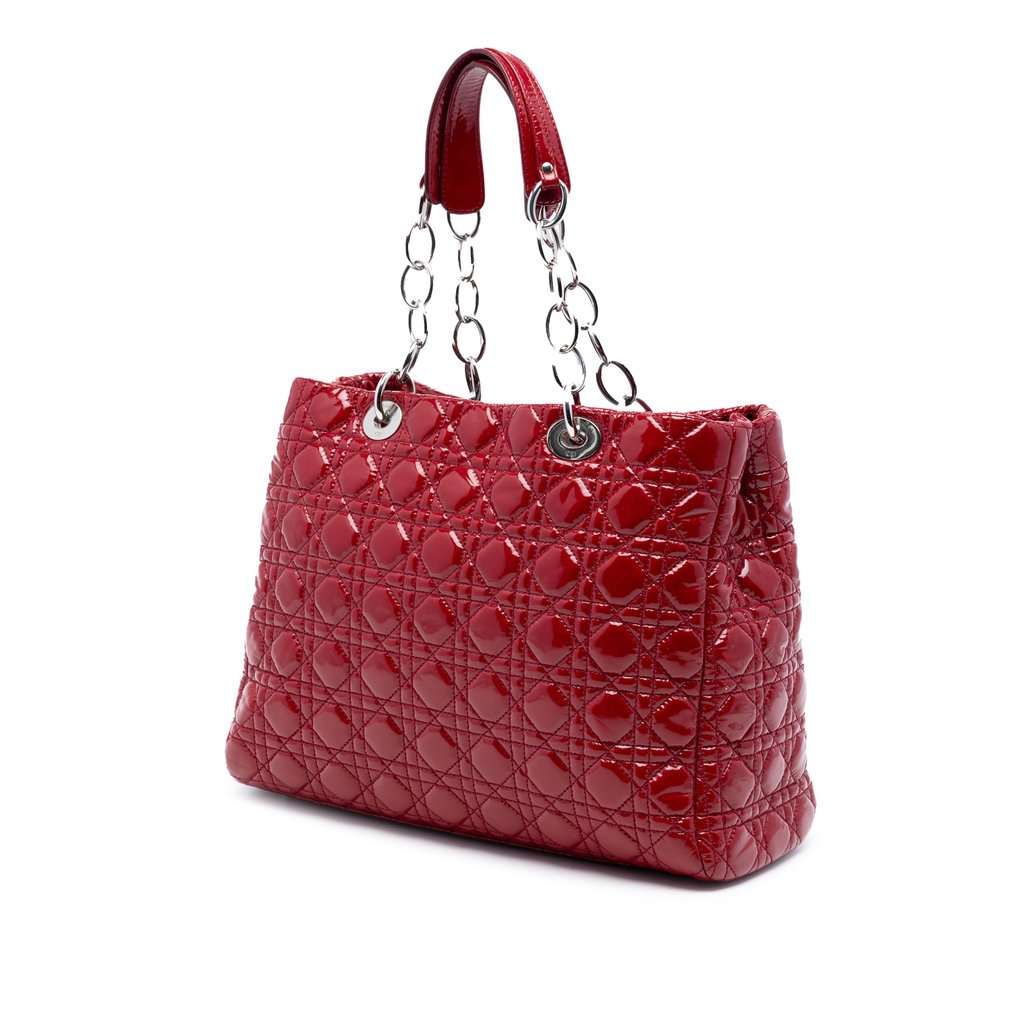 Dior Large Patent Cannage Soft Zipped Lady Dior Shopping Tote Red Leather Very good condition - Back View
