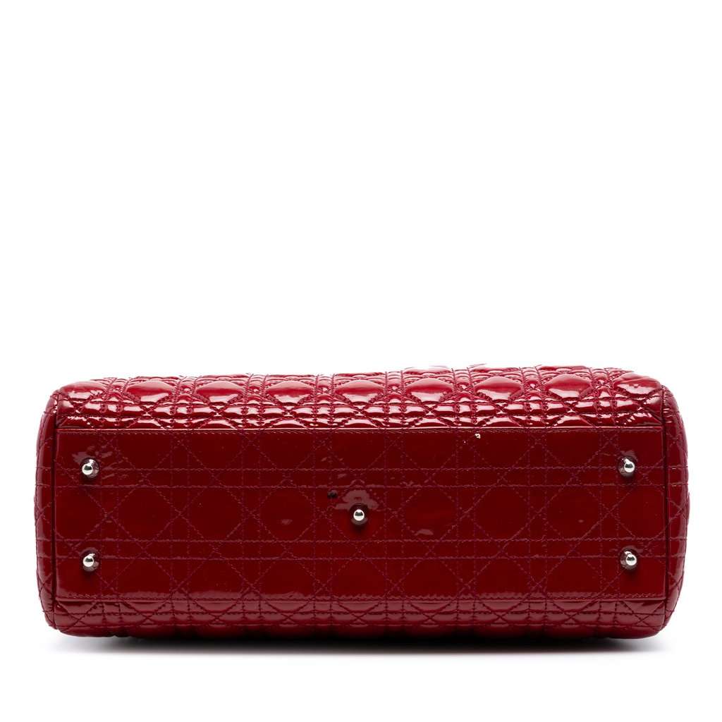 Dior Large Patent Cannage Soft Zipped Lady Dior Shopping Tote Red Leather Very good condition - Inside View