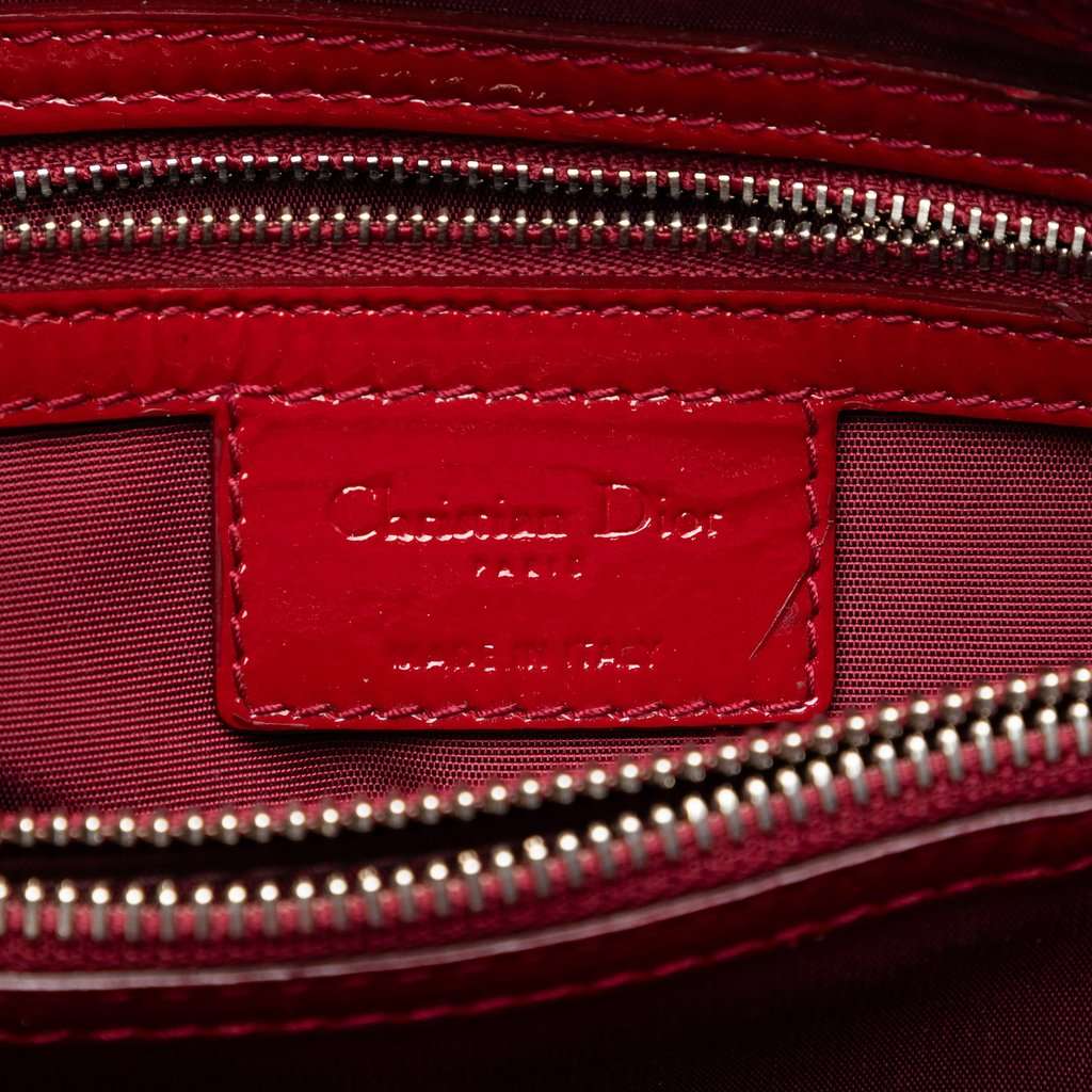 Dior Large Patent Cannage Soft Zipped Lady Dior Shopping Tote Red Leather Very good condition - Box View
