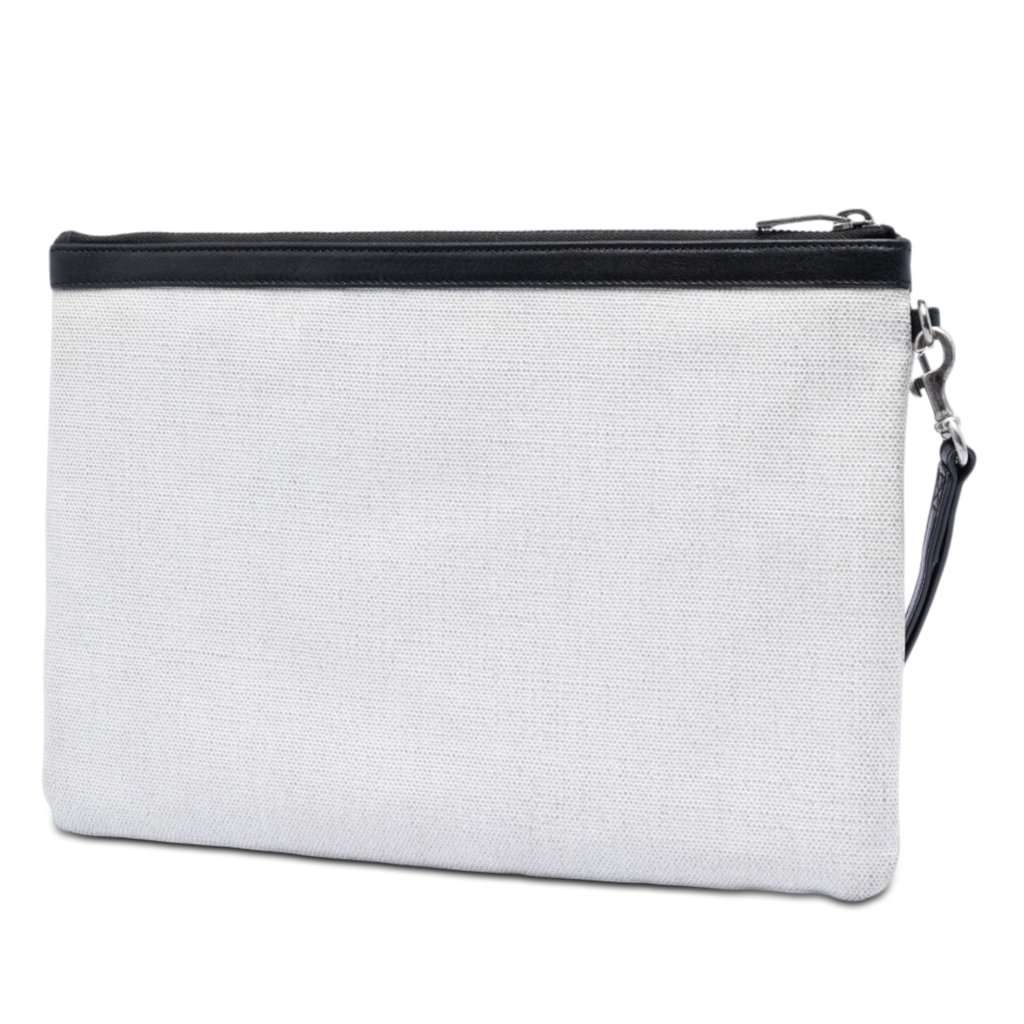 Saint Laurent Canvas Rive Gauche Wristlet Clutch White Very good condition - Back View