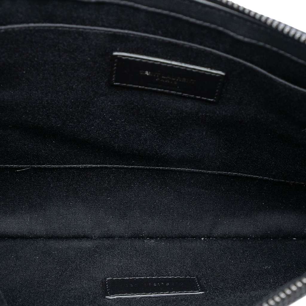 Saint Laurent Canvas Rive Gauche Wristlet Clutch White Very good condition - Model View