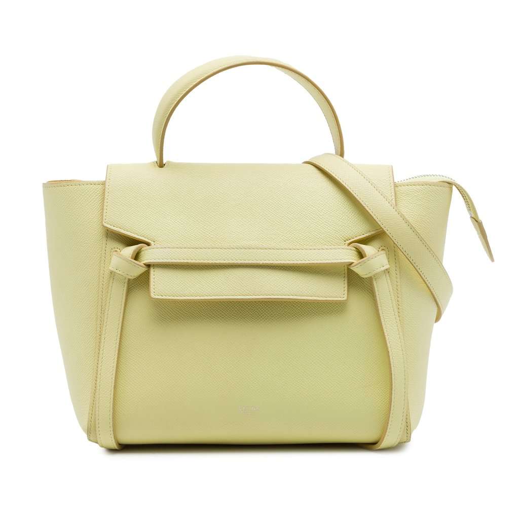 Celine Micro Grained Calfskin Belt Bag Yellow Leather Very good - Front View