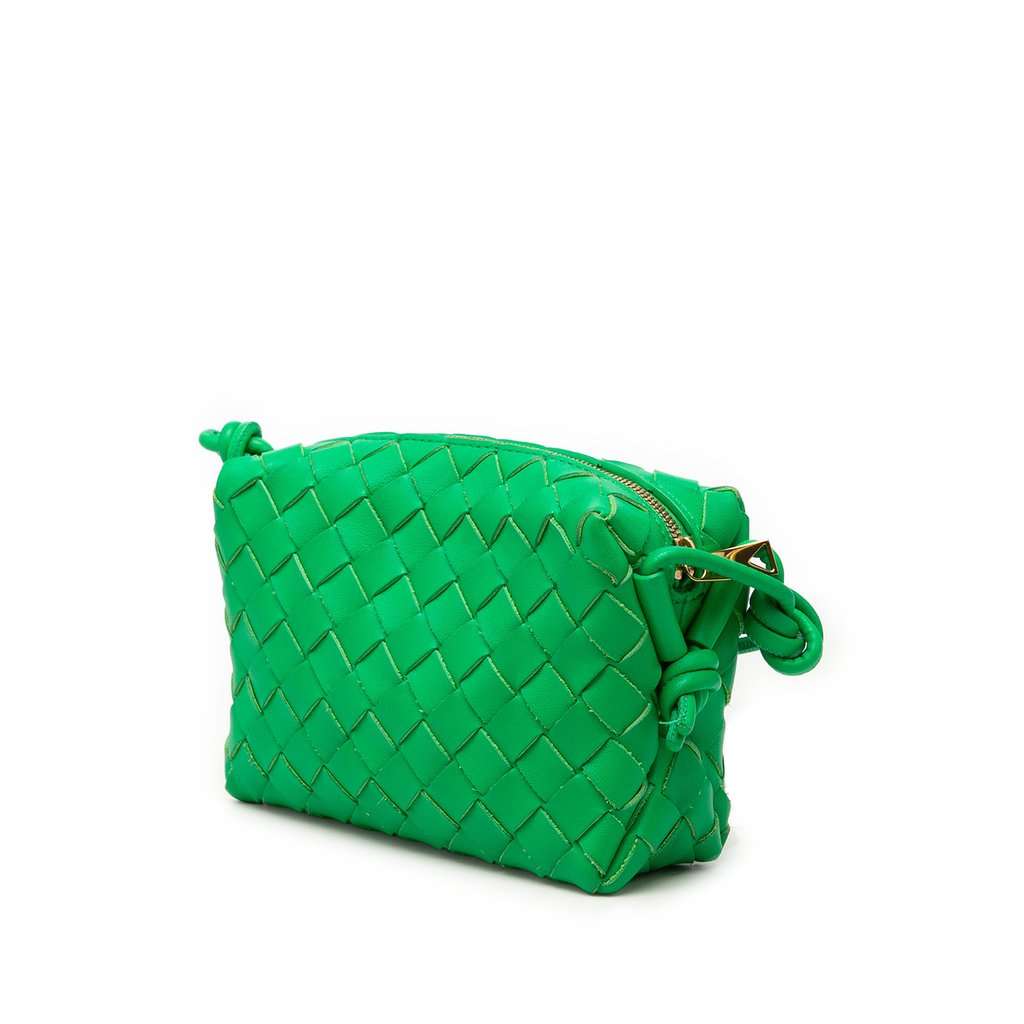 Bottega Veneta Mini Lambskin Intrecciato Loop Camera Bag Green Leather Very good condition - Back View