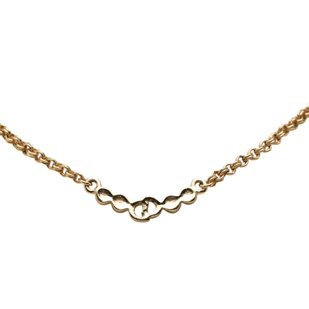 Dior Gold Plated Strass CD Logo Charm Necklace Gold Metal Very good - Inside View