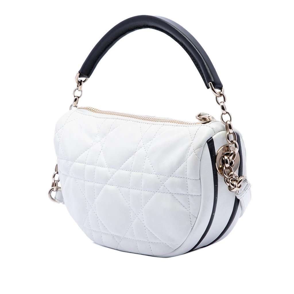 Dior Small Lambskin Cannage Dior Vibe Hobo White Leather Very good condition - Back View
