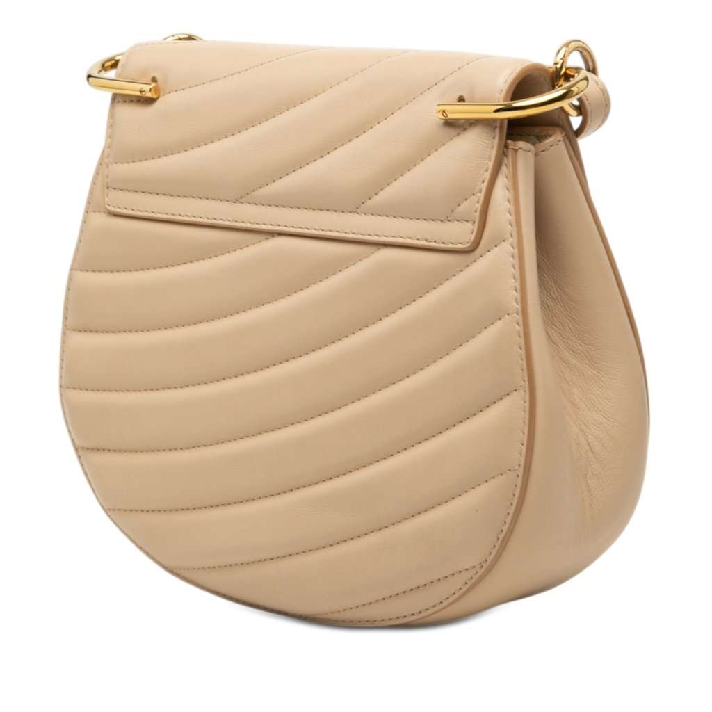 Chloé Small Quilted Leather Drew Bijou Crossbody Beige Leather Very good condition - Back View