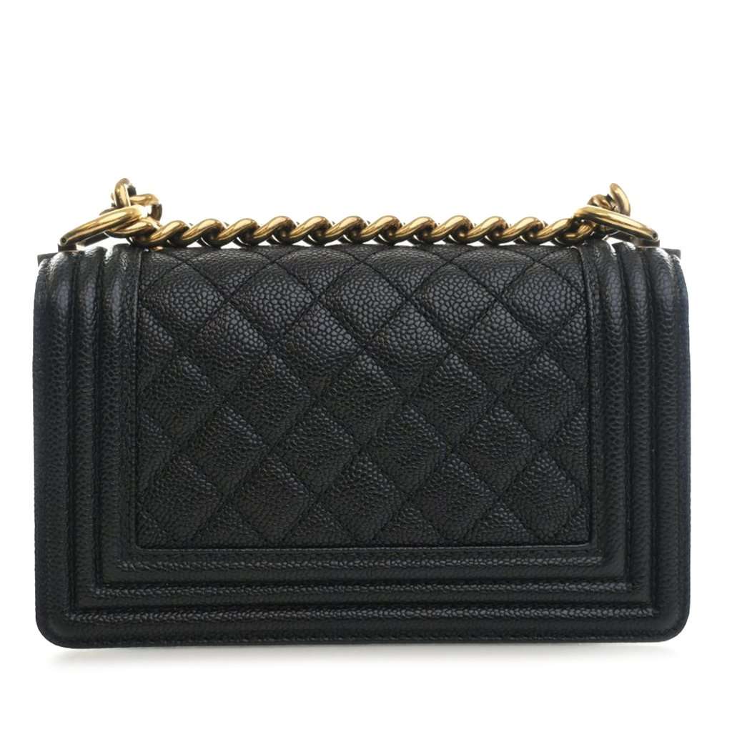 Chanel Small Quilted Caviar Boy Flap Black Leather Very good condition - Back View