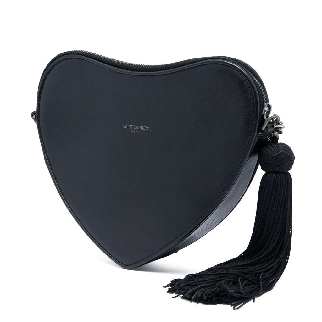 Saint Laurent Leather Monogram Heart Tassel Crossbody Black Leather Very good - Back View