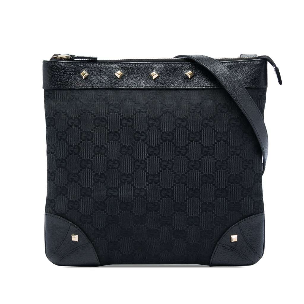 Gucci GG Canvas Nailhead Crossbody Black Very good - Front View