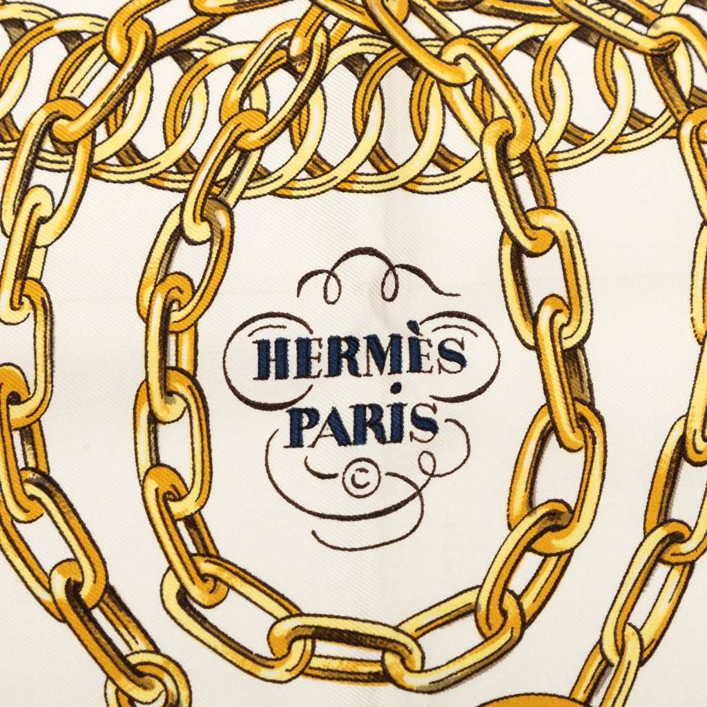 Hermès Equipages Silk Scarf 90 White Very good condition - Inside View