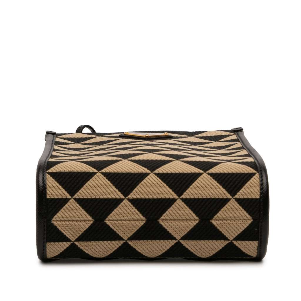 Prada Mini Embroidered Jacquard Symbole Triangolo Satchel Brown Very good - Inside View
