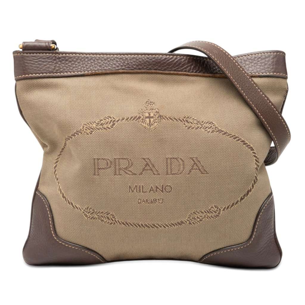 Prada Canvas Canapa Logo Crossbody Beige Very good condition - Front View