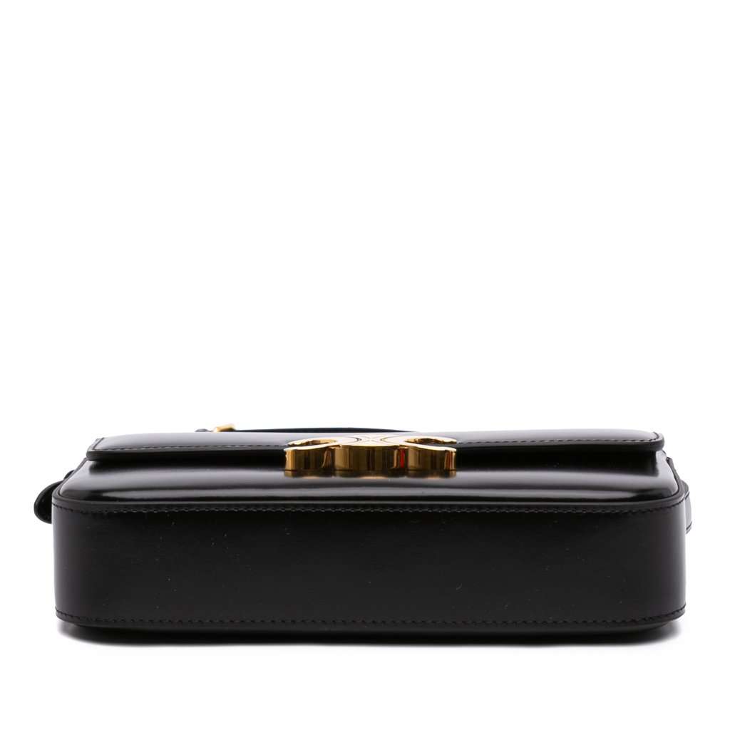 Celine Shiny Calfskin Triomphe Claude Shoulder Bag Black Leather Very good condition - Inside View