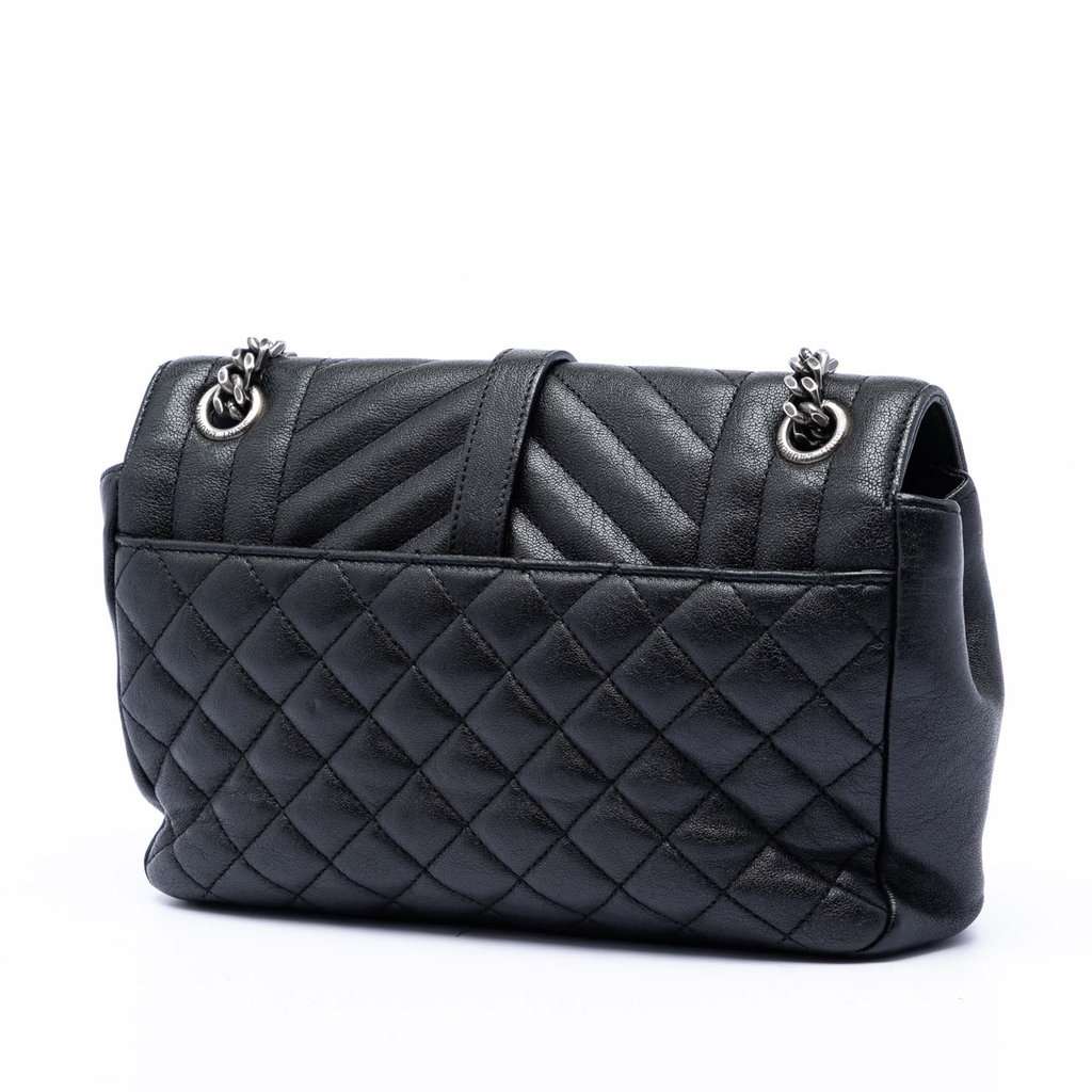 Saint Laurent Medium Sheepskin Triquilt Monogram College Bag Black Leather Very good condition - Back View