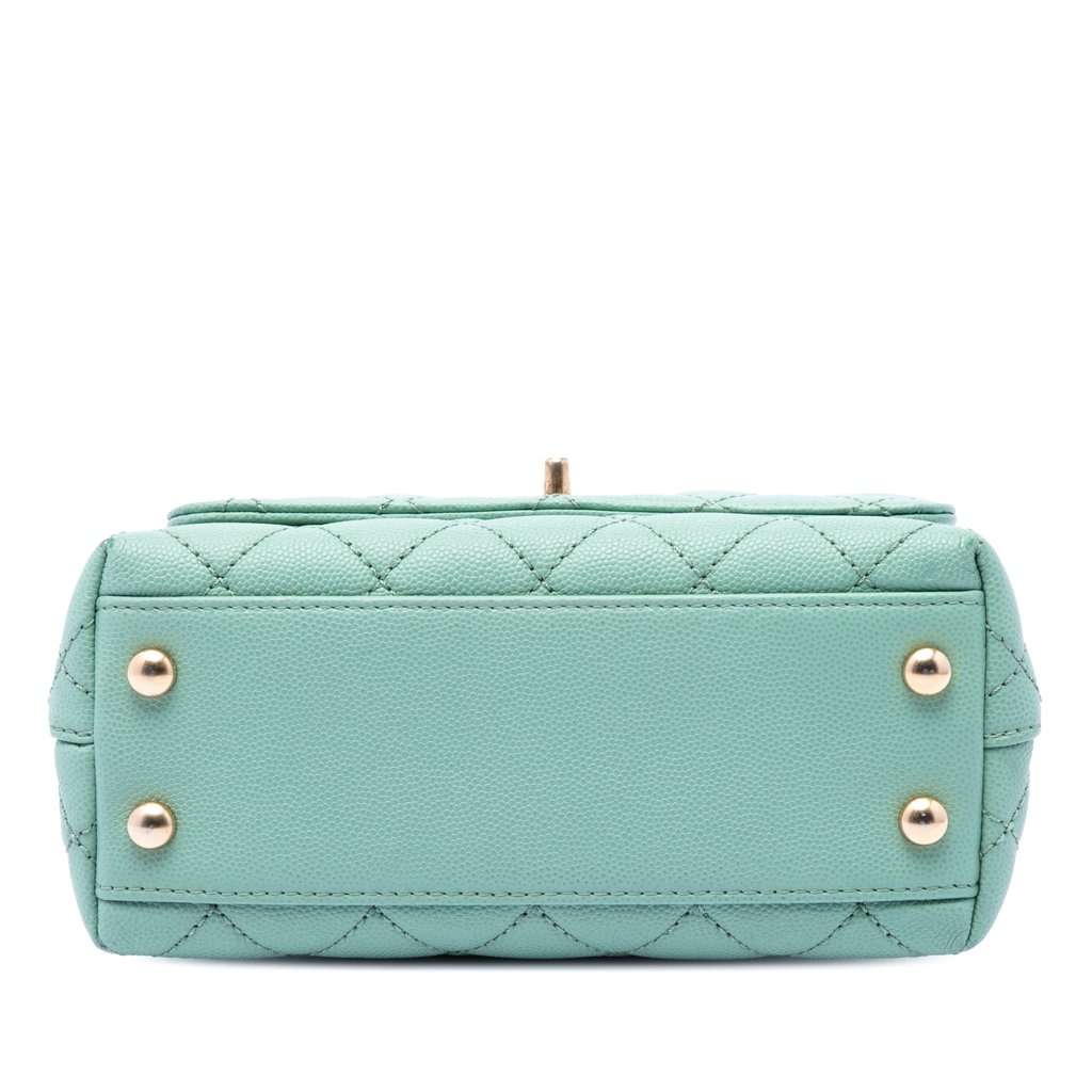 Chanel Extra Mini Quilted Caviar Coco Top Handle Bag Blue Leather Very good condition - Inside View