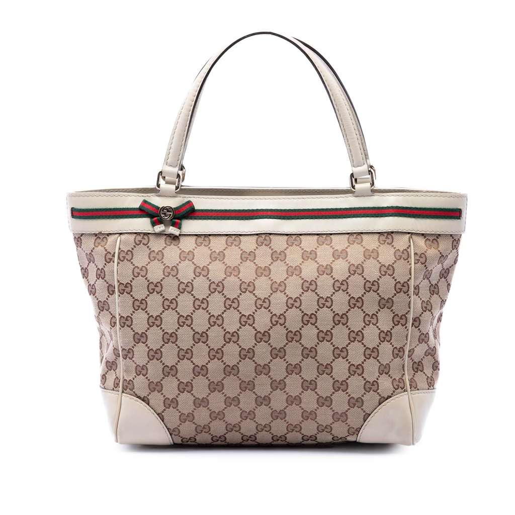 Gucci GG Canvas Web Mayfair Tote Beige Very good - Front View