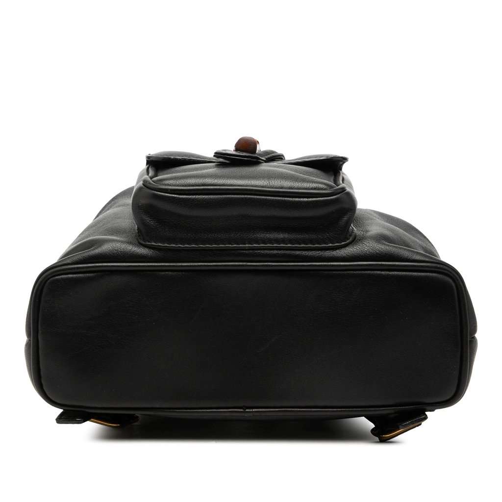 Gucci Calfskin Bamboo Backpack Black Leather Very good - Inside View