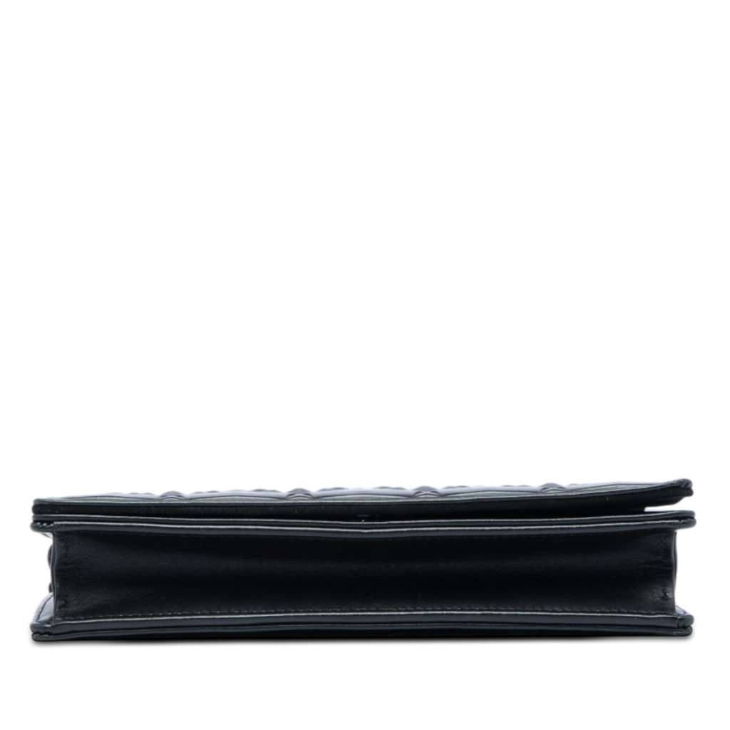 Dior Calfskin Cannage Diamond Lady Dior Wallet On Chain Black Leather Very good - Inside View
