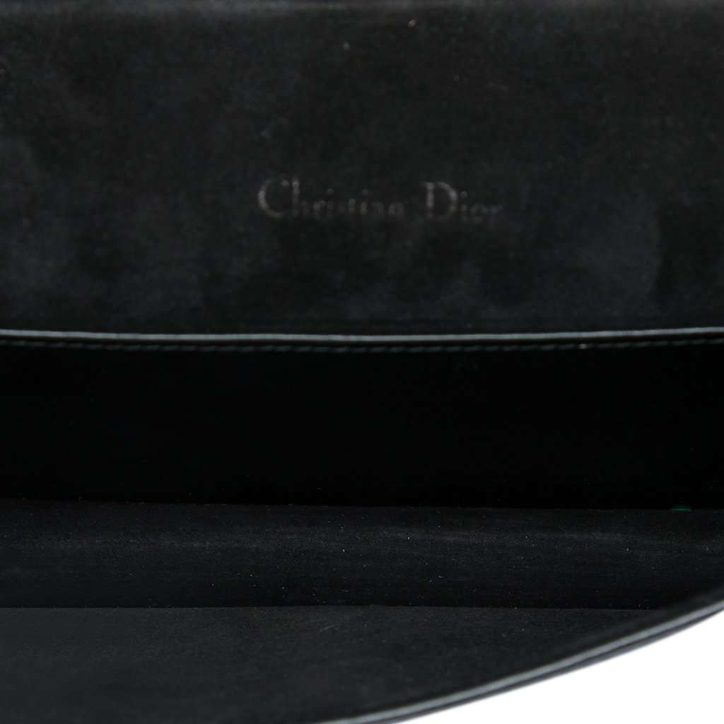 Dior Calfskin Cannage Diamond Lady Dior Wallet On Chain Black Leather Very good - Model View