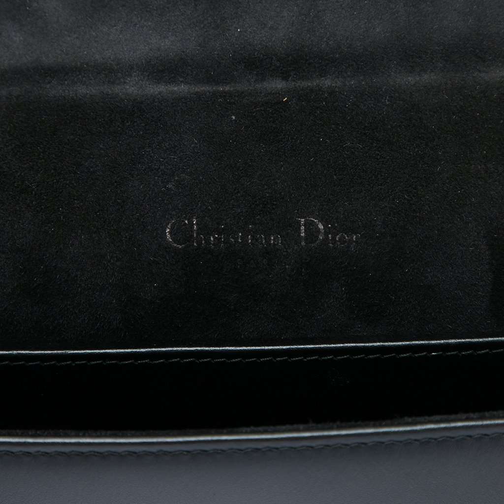 Dior Calfskin Cannage Diamond Lady Dior Wallet On Chain Black Leather Very good - Box View
