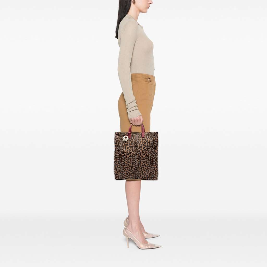 Fendi Leopard Printed Canvas Shopping Tote Brown Very good - Box View