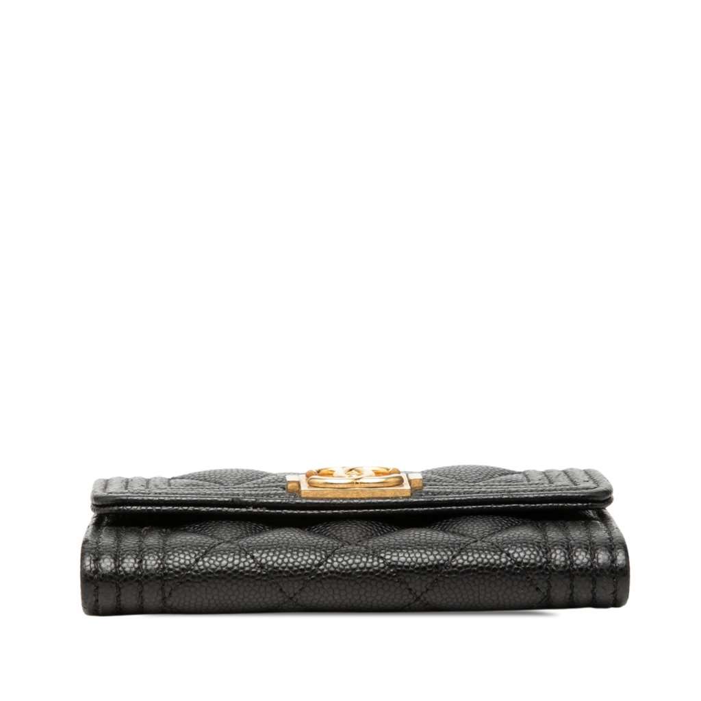 Chanel Quilted Caviar Boy Flap Card Holder Black Leather Very good - Inside View