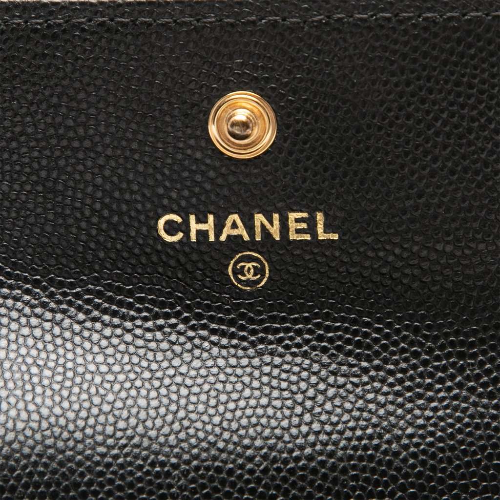 Chanel Quilted Caviar Boy Flap Card Holder Black Leather Very good - Box View