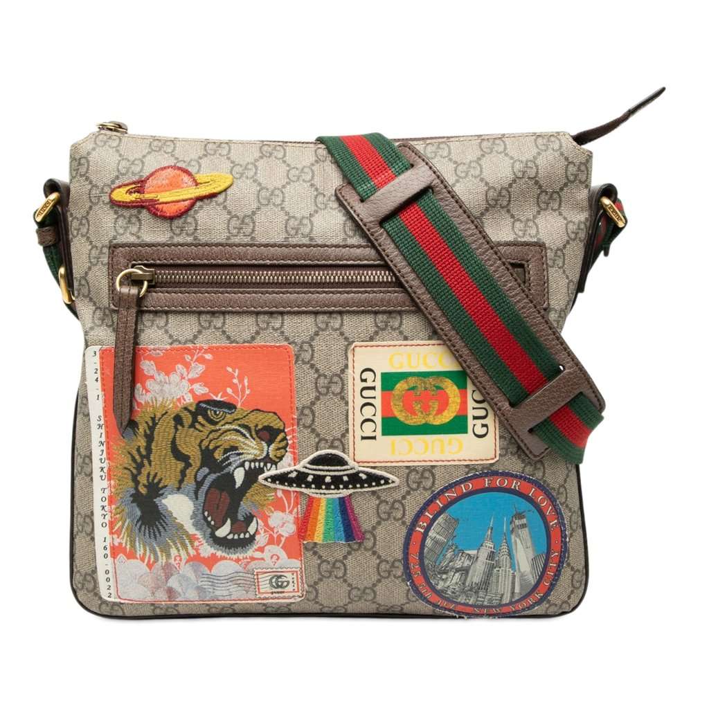 Gucci GG Supreme Web Courrier Crossbody Beige Very good - Front View