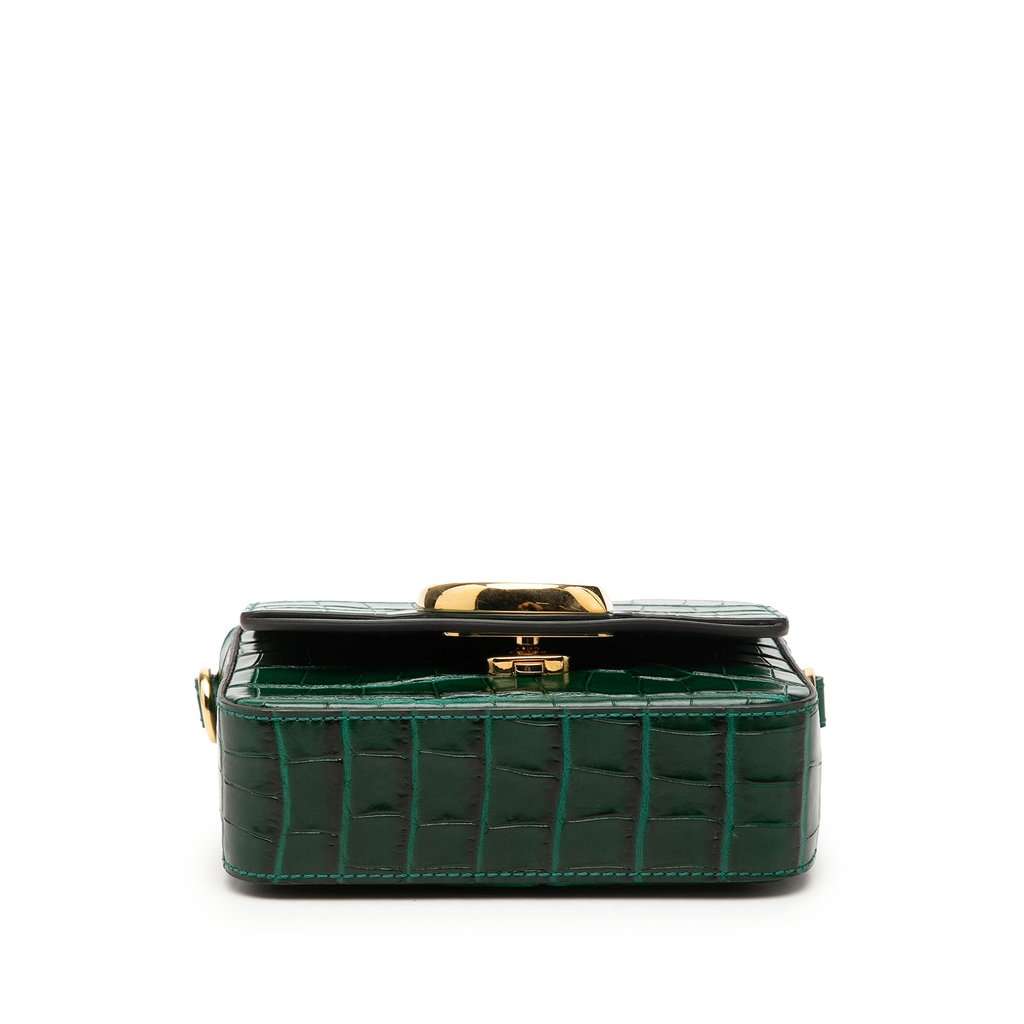 Chloé Mini Croc Embossed Calfskin C Satchel Green Leather Very good condition - Inside View