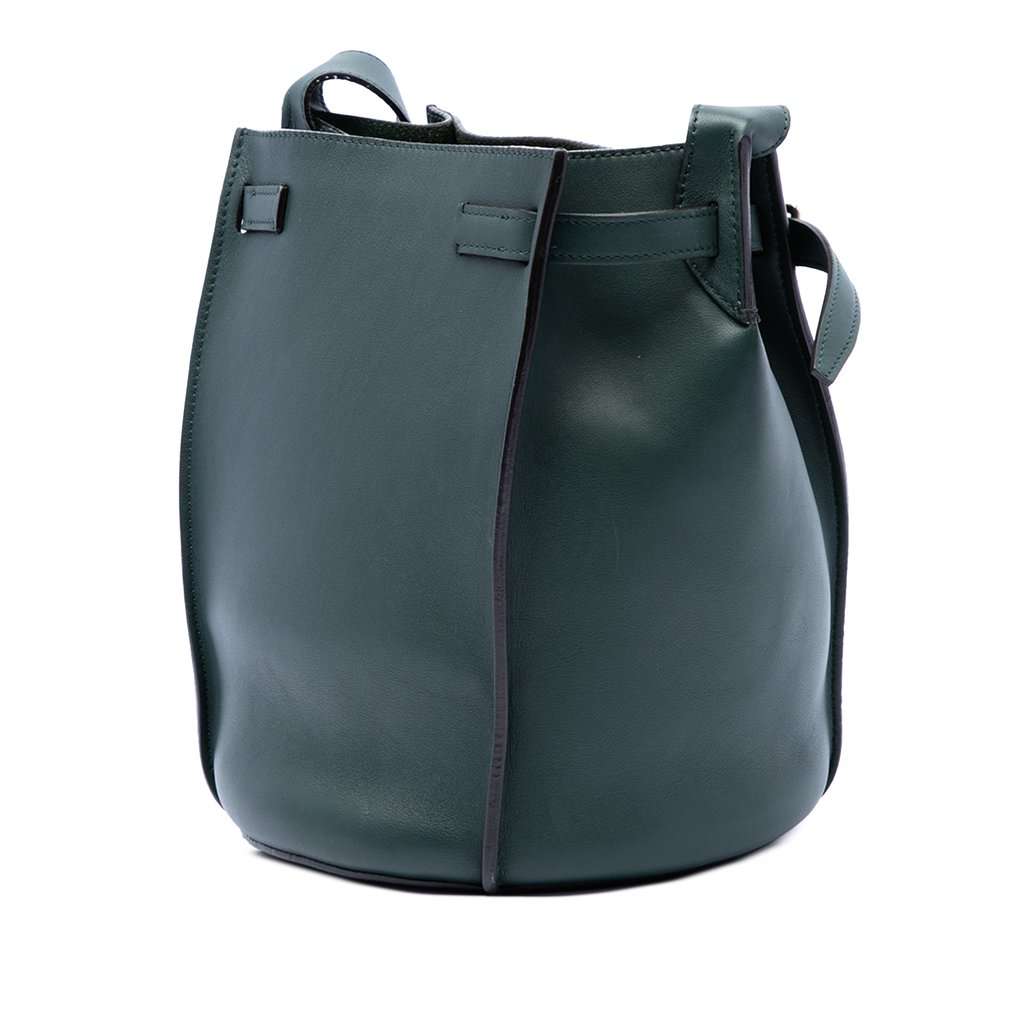 Celine Leather Big Bag Bucket Crossbody Green Leather Very good - Back View
