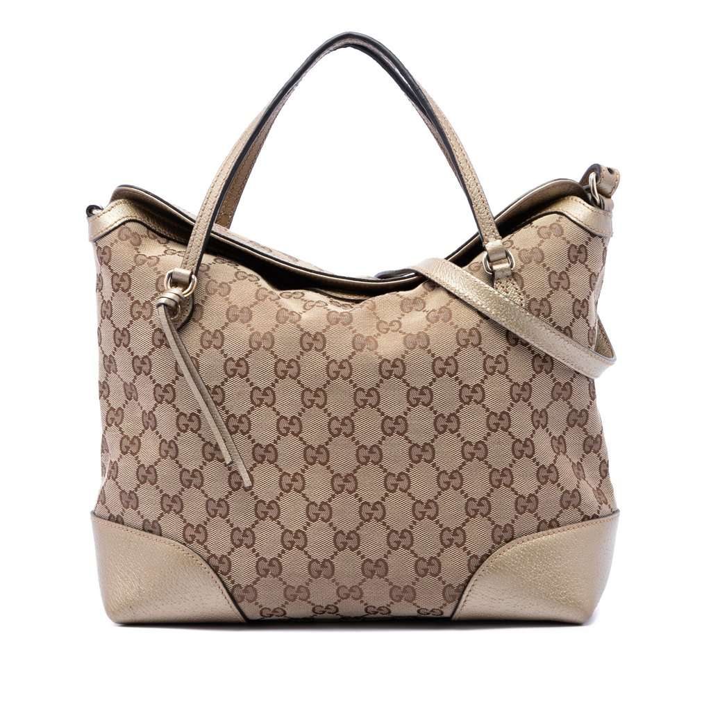 Gucci Medium GG Canvas Bree Fold Over Tote Beige Very good - Front View