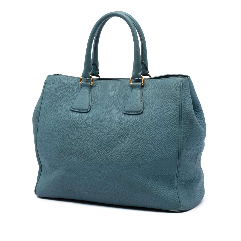 Prada Vitello Daino Open Convertible Tote Blue Leather Very good condition - Back View