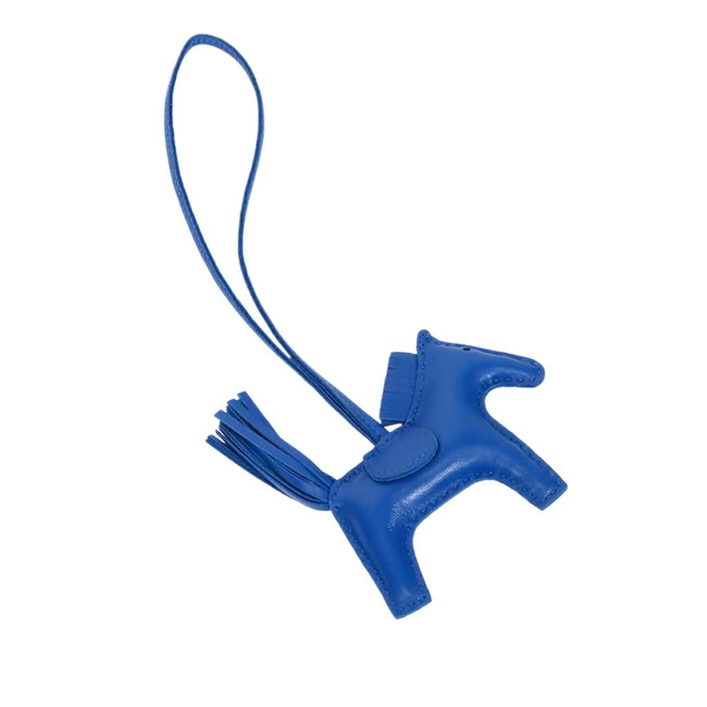 Hermès Milo Lambskin Grigri Rodeo Bag Charm PM Blue Leather Very good condition - Back View