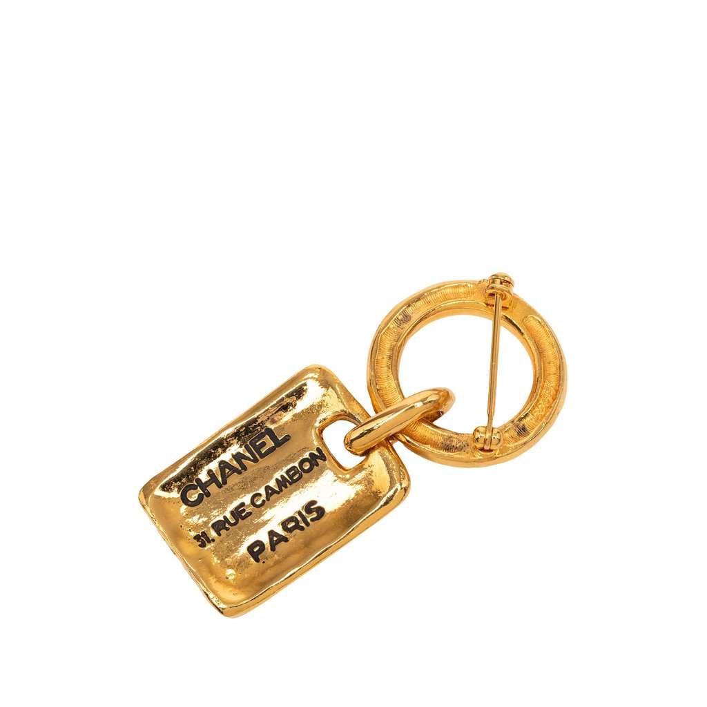 Chanel Gold Plated 31 Rue Cambon Tag Brooch Gold Metal Very good - Back View