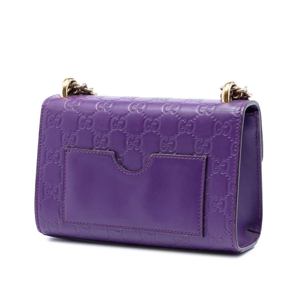 Gucci Small Guccissima Padlock Crossbody Purple Leather Very good condition - Back View